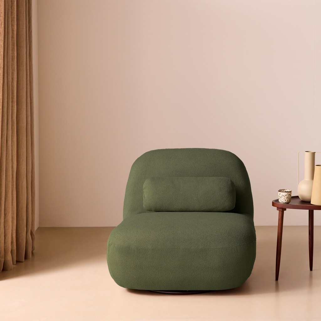 Fauteuil pivotant 360 bouclette texturée SPINO