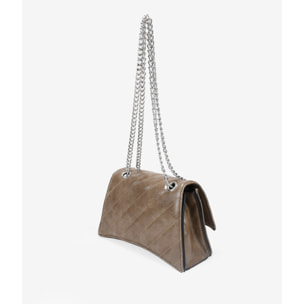 Bolso de hombro taupe con solapa y cadena