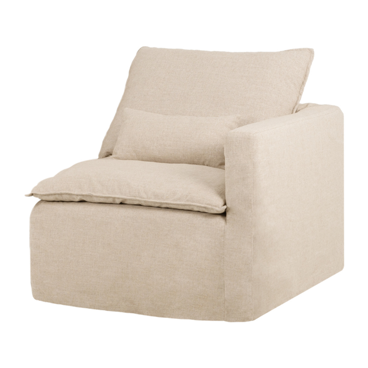 Módulo de algodón y lino con reposabrazos derecho desenfundable tono beige de 97x96cm Alto: 99 Largo: 97 Ancho: 96