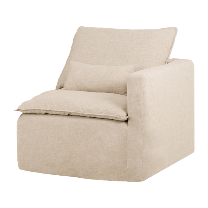 Módulo de algodón y lino con reposabrazos derecho desenfundable tono beige de 97x96cm Alto: 99 Largo: 97 Ancho: 96