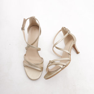 SANDALO FASCETTE INCROCIATE CHOCOLA' PLATINO