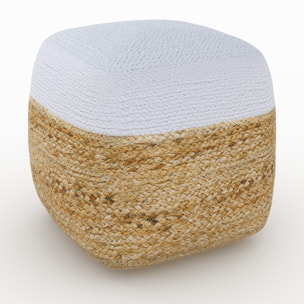 Pouf en jute beige et blanc D40 cm - Billy