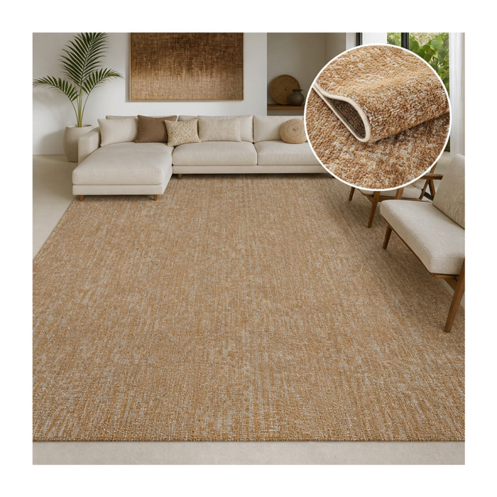 Tapis kilim faux uni, tissage authentique, design épuré, DOUCA