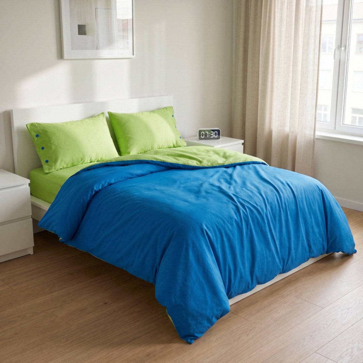 Parure copripiumino singolo in cotone bicolore morbido e traspirante, set sacco copripiumino con federa, design semplice ed elegante, tessuto resistente e certificato OEKO-TEX, facile da lavare, comfort naturale per uso quotidiano