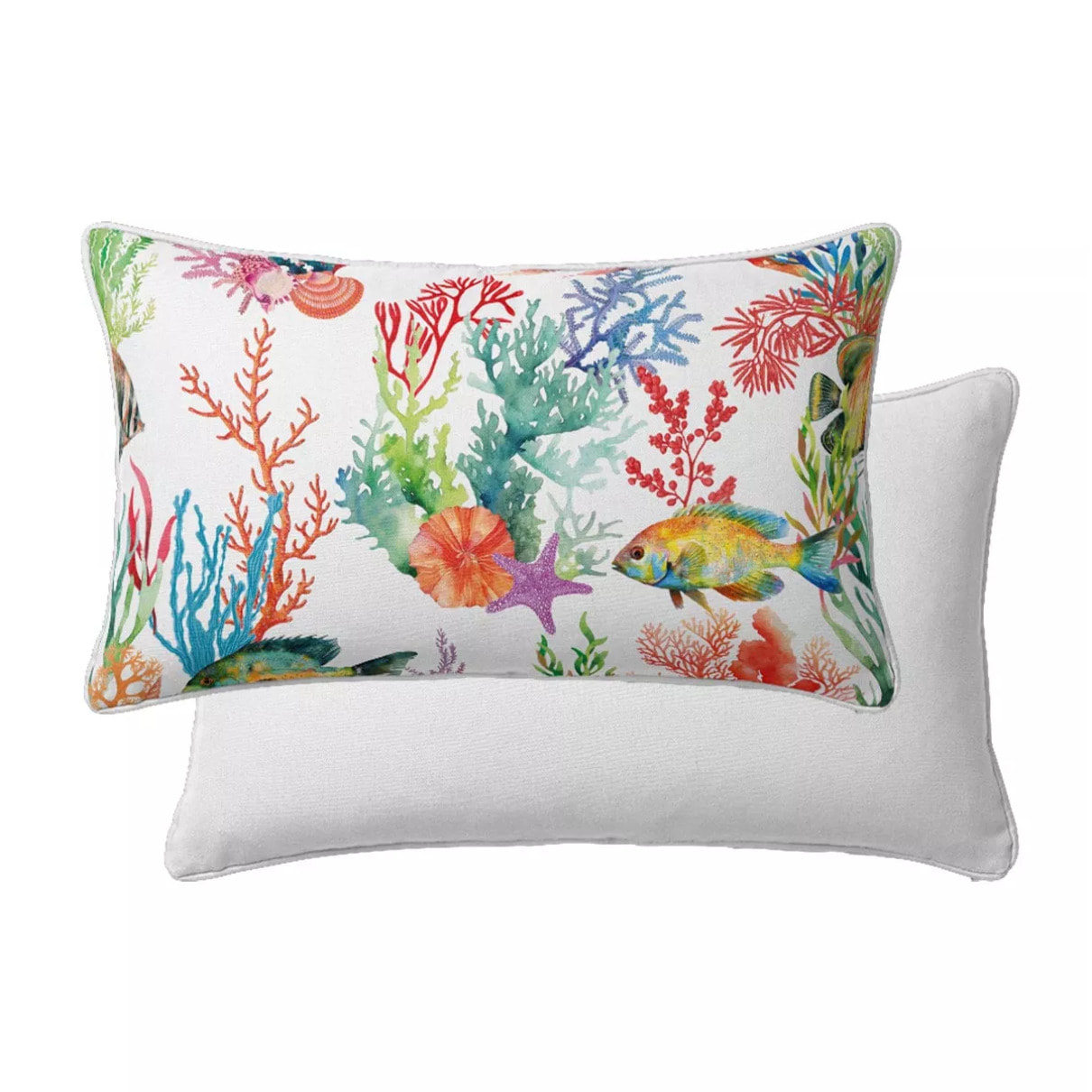 Lot de 2 taies percale de coton 115 g/m² imprimé rouge canard Naia arc en ciel