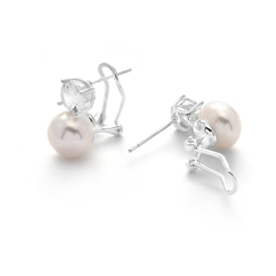 Pendientes de Perla Blanca acabado en Rodio