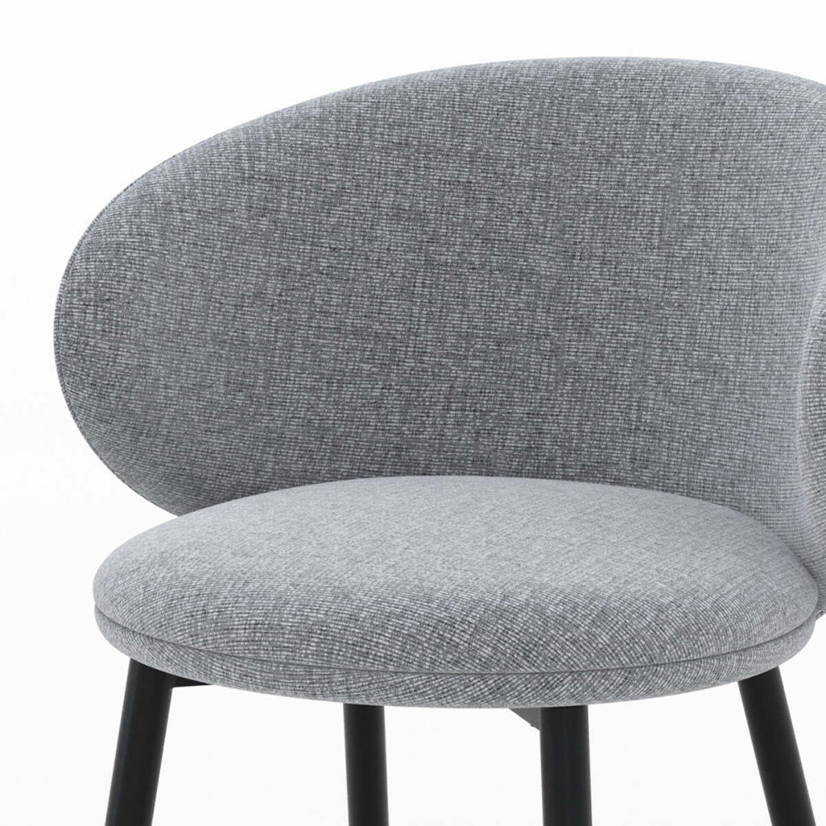 Lot de 2 chaises en tissu gris foncé chiné et pieds noirs - Cécilia