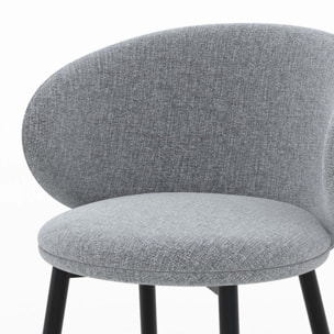 Lot de 2 chaises en tissu gris foncé chiné et pieds noirs - Cécilia