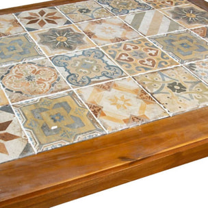 Tavolo in legno di acacia 200x100cm con top in piastrelle - Sorrento