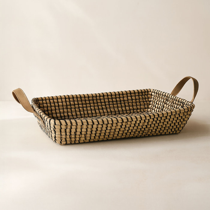 Grand plateau en jonc de mer et nacre KOS