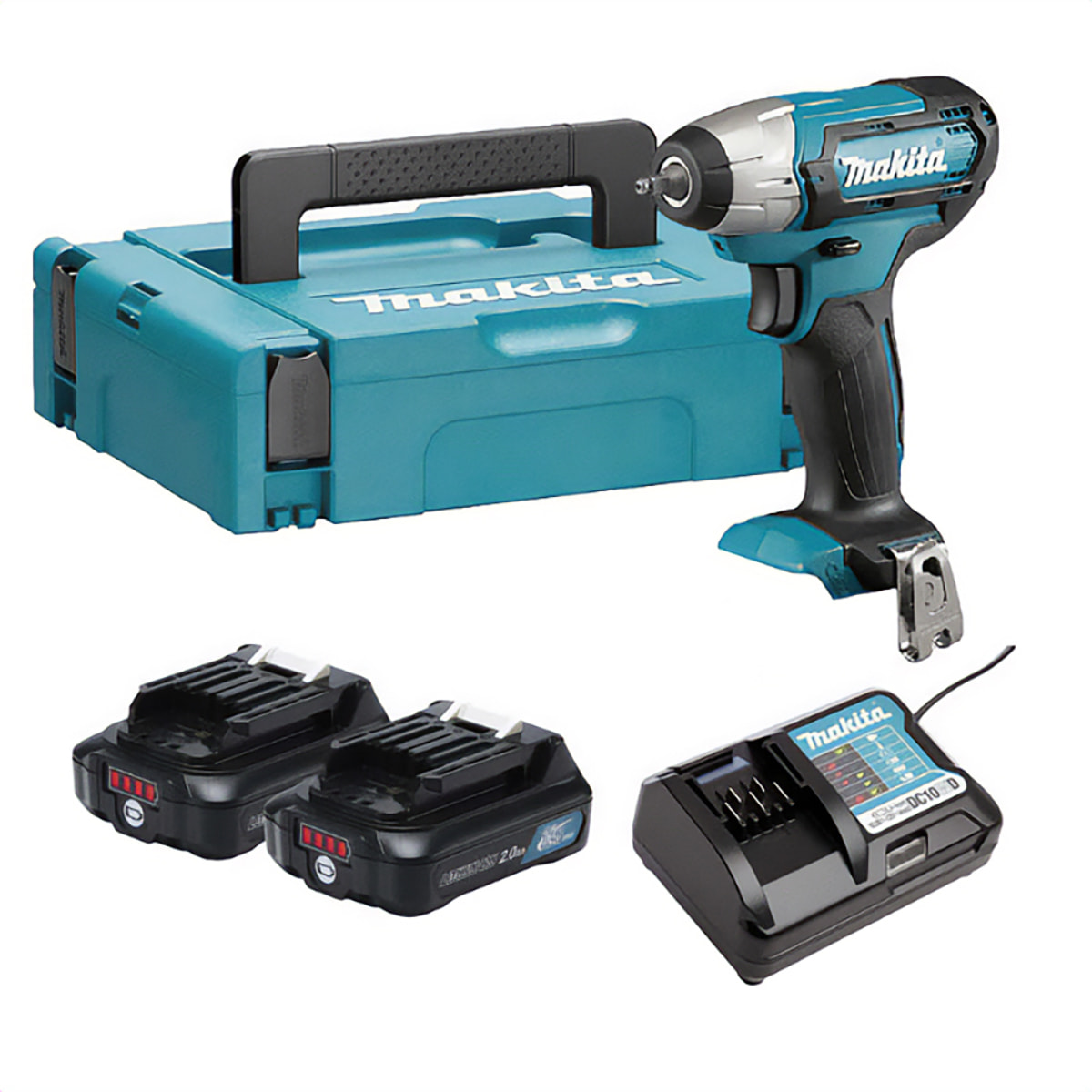 Boulonneuse à chocs 12 V CXT 60 Nm - MAKITA - avec 2 batteries 12V 2.0Ah - chargeur - MakPac- TW060DWAJ