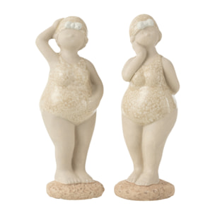 J-Line figurine Baigneuse Maillot De Bain Debout - céramique - beige - medium - 2 pcs