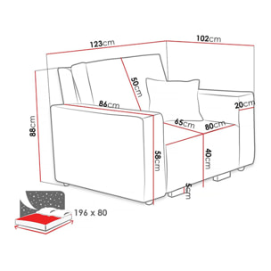 Fauteuil convertible en velours côtelé "Clivia" - Gris