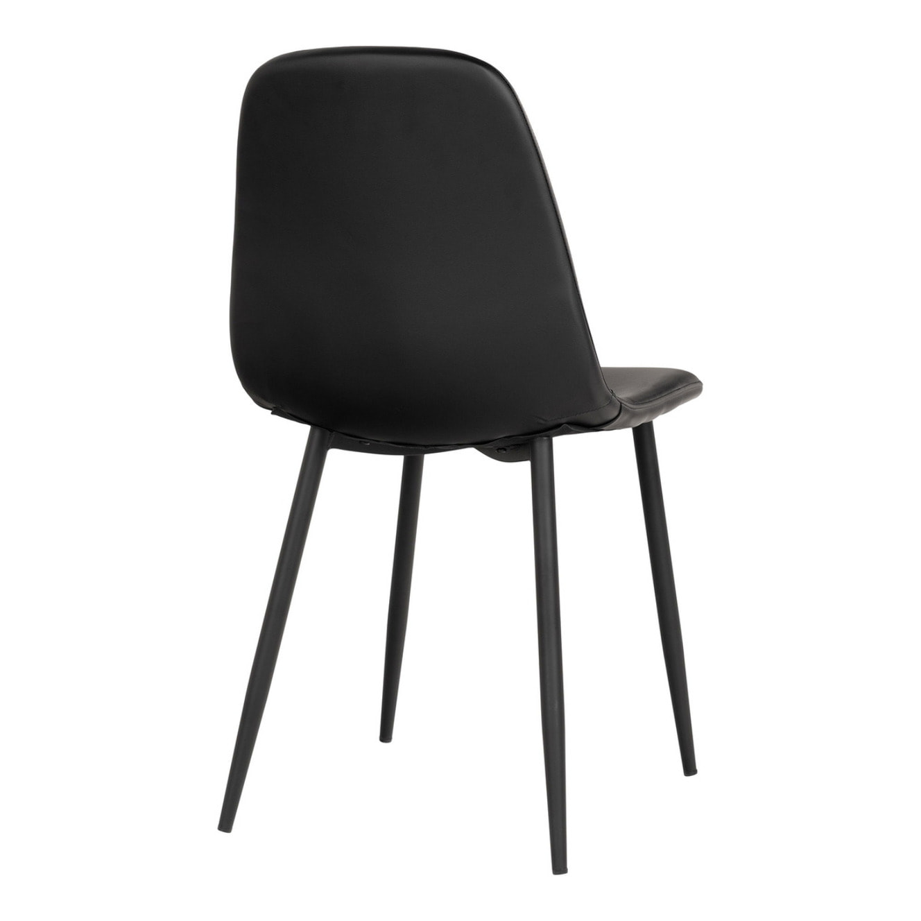 Set 2 sedie da pranzo Stockholm in ecopelle nera con gambe in metallo