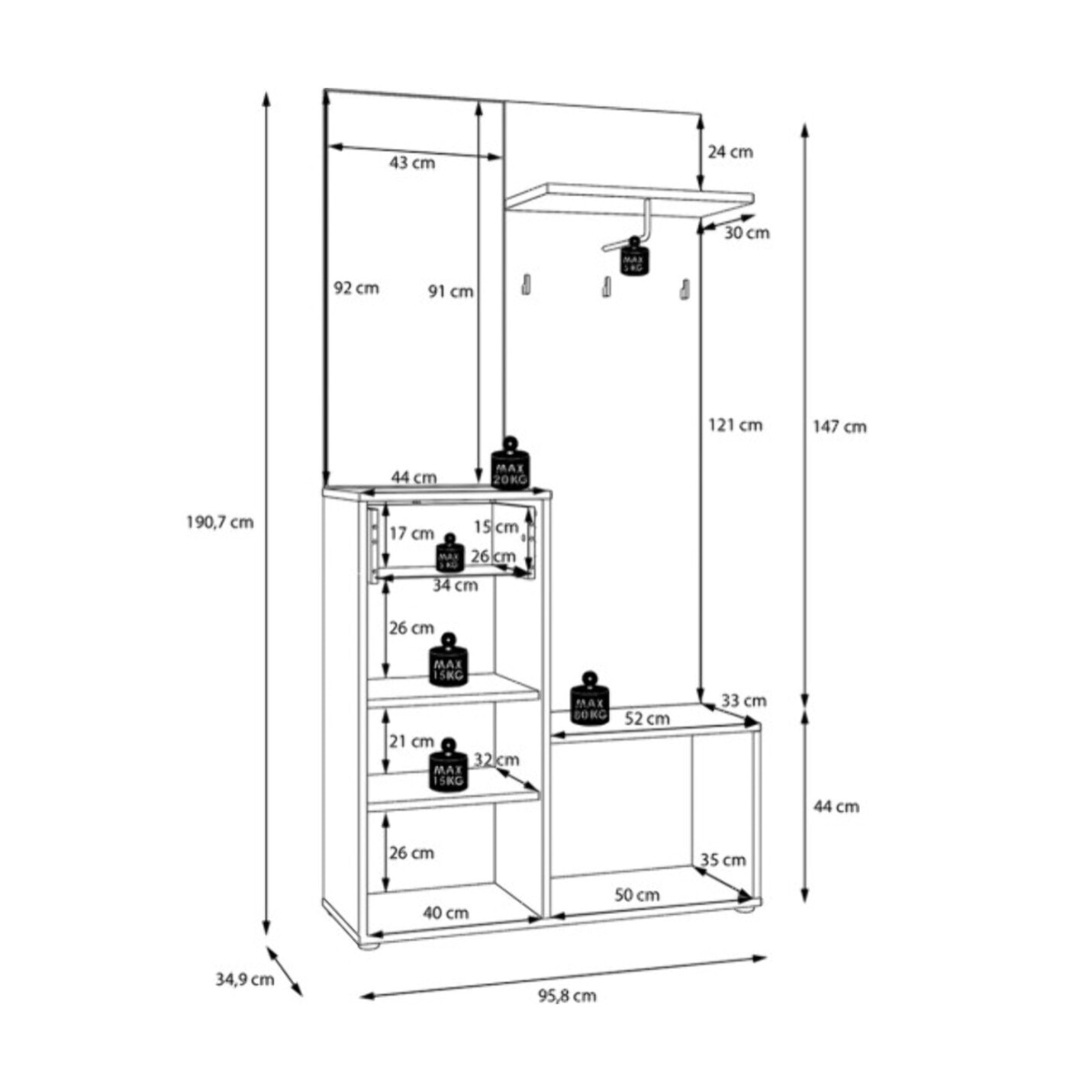 Meuble d'Entrée Décor Bois de Chêne et Sable Miroir - KENDJI