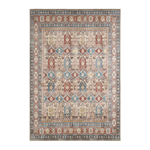 Tapis intérieur motif oriental / persan rouge. marron et bleu 200 x 290 cm - Tomo