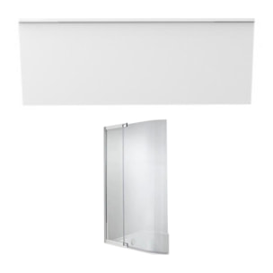 Tablier frontal baignoire rectangulaire + pare bain Installation en niche, blanc mat