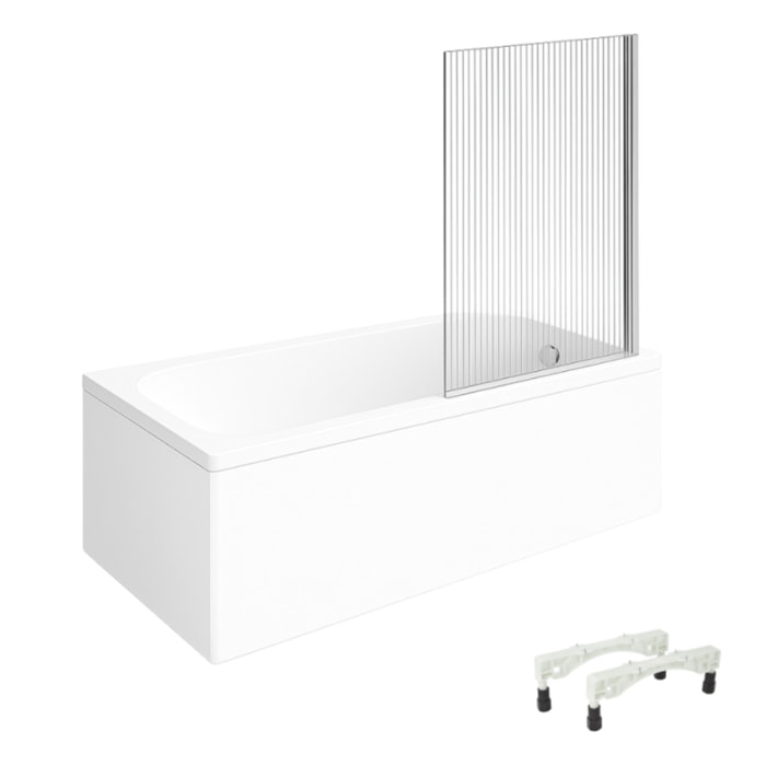 Baignoire droite VILLEROY & BOCH Architectura avec pieds acrylique 170 x 70 cm  + Pare bain droite AURYS Raywall chromé