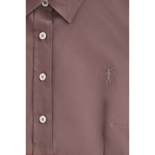 Camicia rosa tortora slim fit con logo Rigby Go