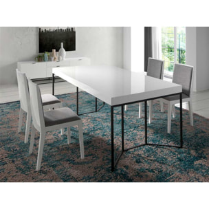 Set de 2 sillas – Tapizado gris y madera blanco brillo