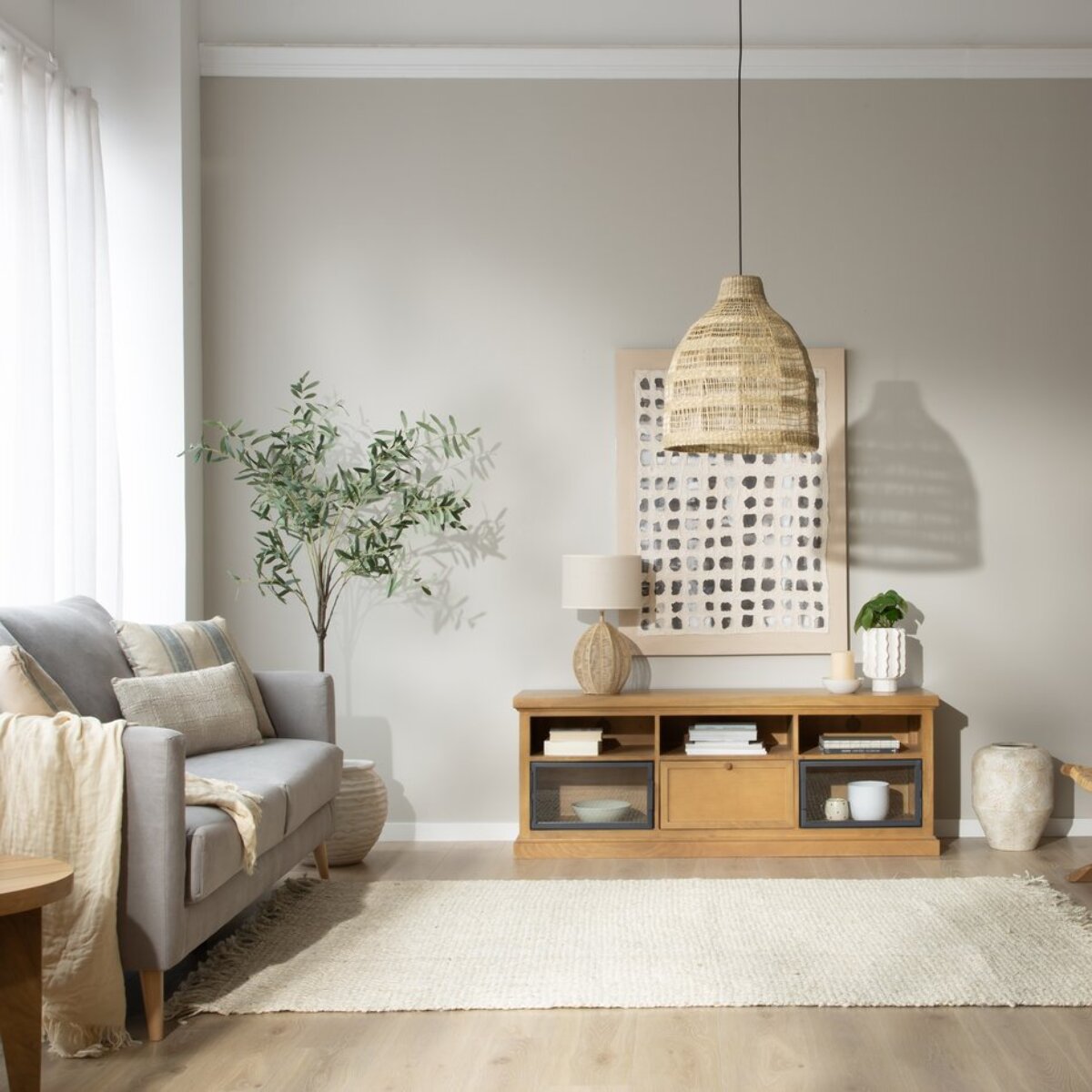 Meuble tv Parma -bois massif de manguier et métal-couleur provence naturelle 157 x 59 x 40 cm