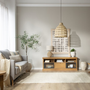 Meuble tv Parma -bois massif de manguier et métal-couleur provence naturelle 157 x 59 x 40 cm