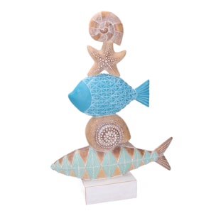 Pesce in resina Mare con conchiglie naturale cm32,5x10h46,7