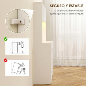 Alacena de Cocina con Luz LED RGB, Mueble de Cocina con Encimera para Microondas, 6 Puertas, 2 Cajones, Estantes Ajustables y Control Remoto, 100x38x180 cm, Blanco