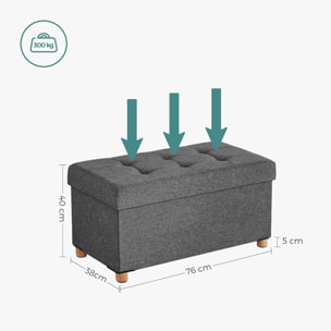 Panca pouf contenitore imbottita in grigio scuro