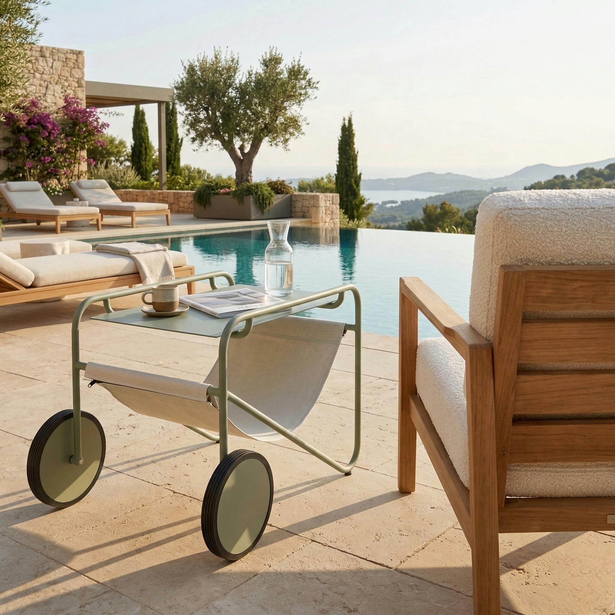 Table d'appoint de jardin en aluminium vert argile OSLO