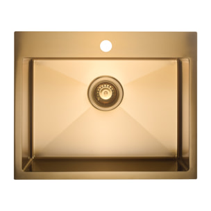 Timeless Évier de cuisine encastrable inox 304, 1 bac , 55x45x21 cm, Or brossé PVD