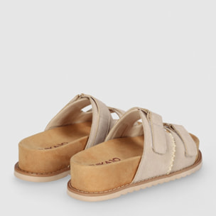 Sandalias de Serraje - Beig - Tacón: 4 cm