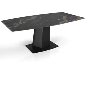 Table à manger extensible Tomasucci SAFIR, en céramique effet marbre noir, 140/170/200 × 89 × 77 cm