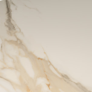 Tavolo allungabile LAVEZZI in ceramica, finitura calacatta oro lucida e gambe in metallo bianche - 120×80x78 – 180×80x75 cm