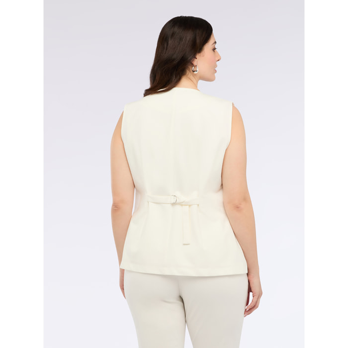 Fiorella Rubino - Gilet in punto Milano con bottoni - Bianco