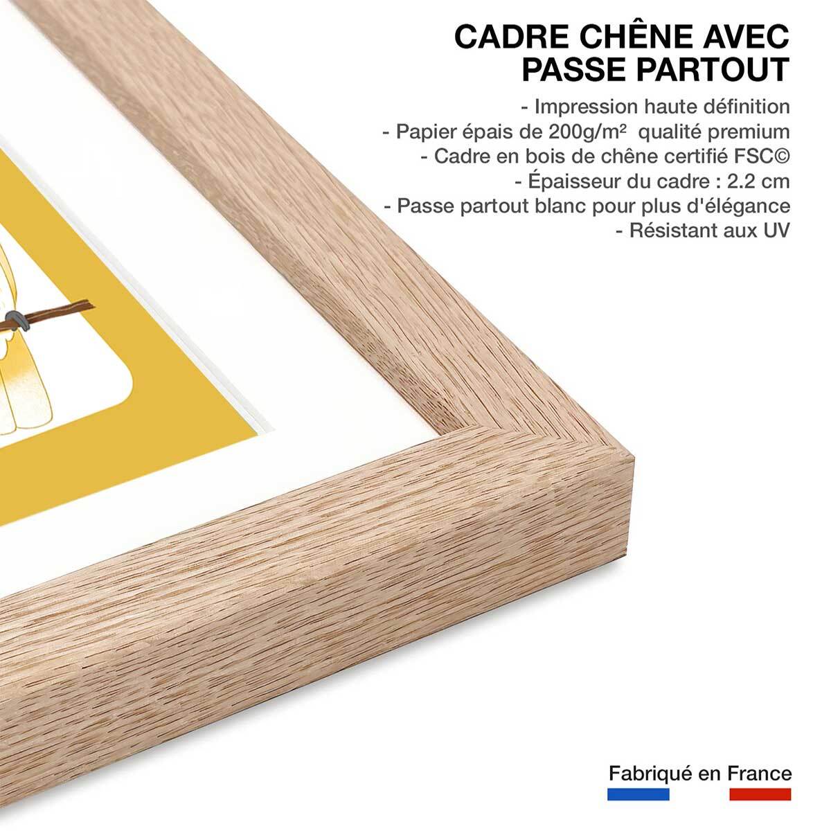 Affiche enfant animaux d' australie  Affiche + cadre en bois - Chêne