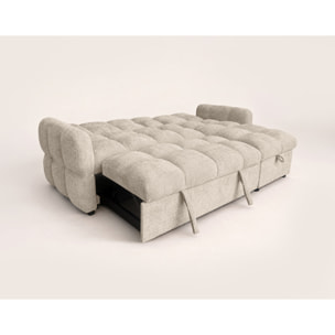 Octave - Canapé d'angle réversible 4 places convertible avec coffre en velours texturé - Beige