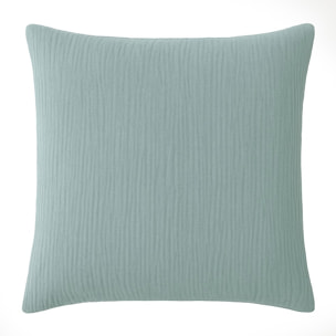 Paire de Taies d'oreiller gaze de coton lavé bleu givrée