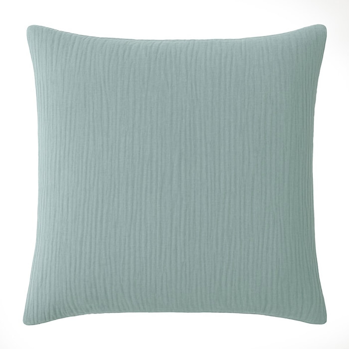 Paire de Taies d'oreiller gaze de coton lavé bleu givrée