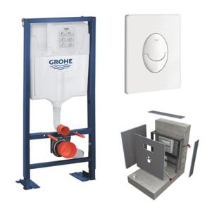 Bati support GROHE Solido + plaque de déclenchement Blanc + habillage et revêtement WEDI I-Board Top Stone gris