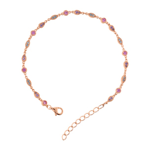 Bracciale Tennis con Elementi Tondi e a Marquise e Cubic Zirconia Colorate