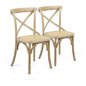 Sedie sala da pranzo in legno naturale e rattan - Cross