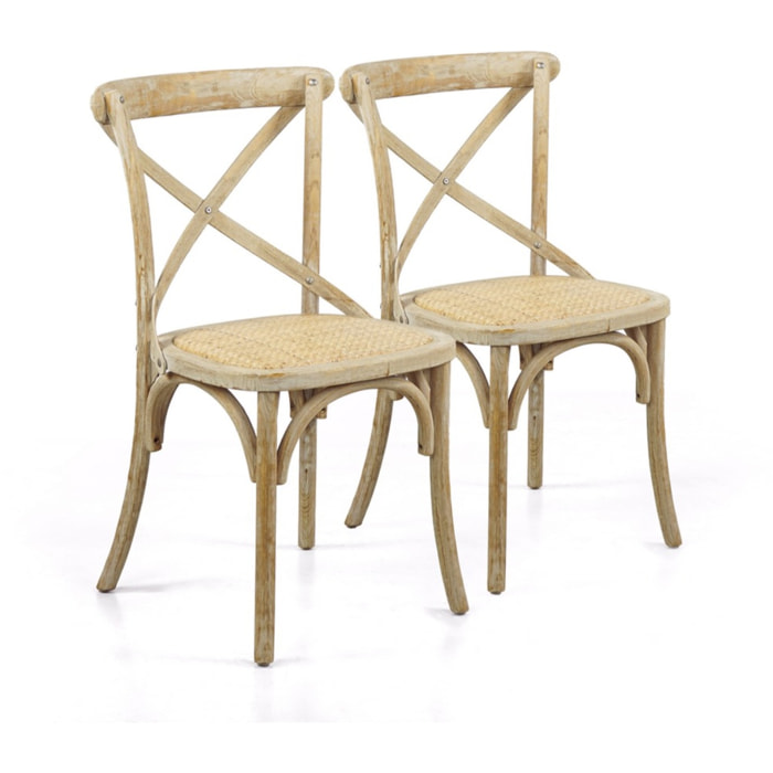 Sedie sala da pranzo in legno naturale e rattan - Cross