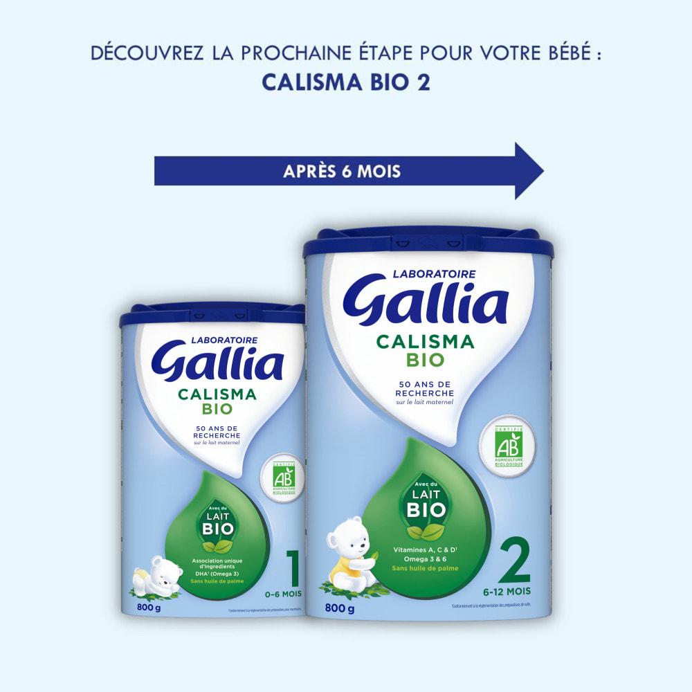 3 Boîtes de Lait en poudre Calisma 1 Bio 3x800g - Gallia Bio De 0 à 6 Mois