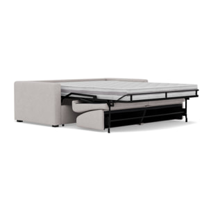 Julia - canapé 3 places convertible couchage quotidien matelas 18 cm en tissu - Gris clair