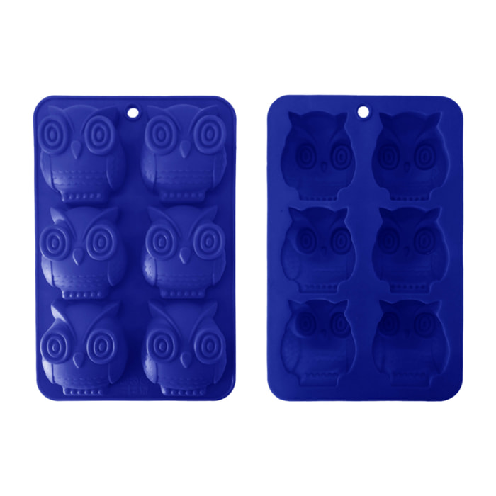 Lot de 6 mini moules en silicone forme Hibou, Happy Cake
