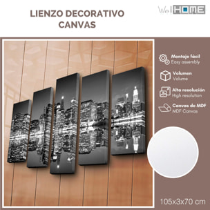 Cuadro lienzo decorativo canvas de 5 piezas. WELL HOME