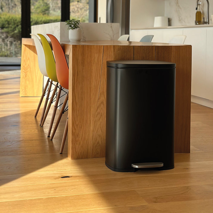 Poubelle à pédale inox ADMIRAL noir 50L