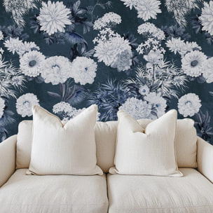 Carta da Parati Floreale Blu Navy