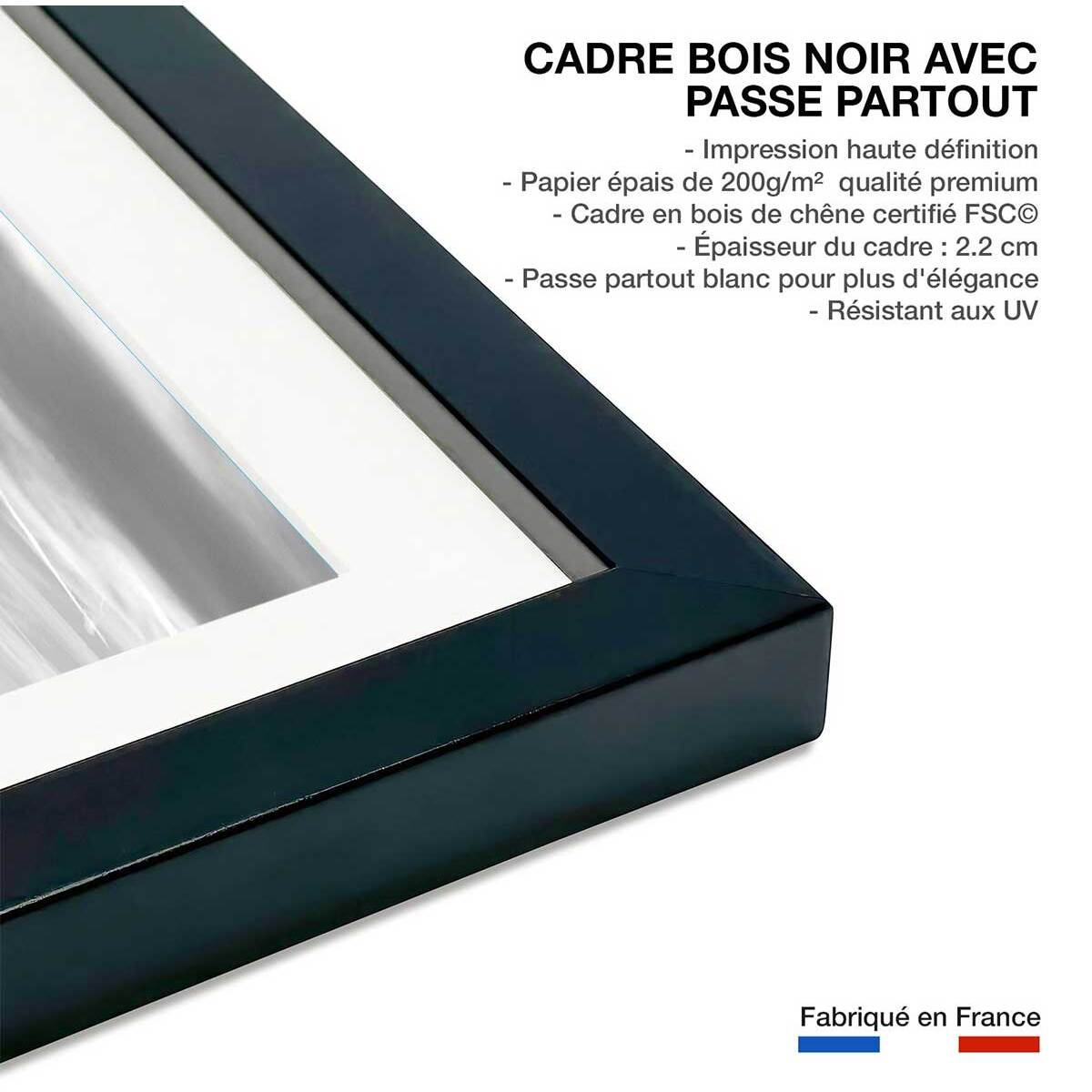 Affiche photo balade sur la plage à hossegor Affiche sous cadre noir